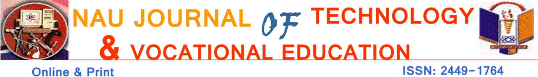 NAU JOURNAL OF TECHNOLOGY AND VOCATIONAL EDUCATION is an annual peer reviewed journal published by the Department of Vocational Education, Nnamdi Azikiwe University, Awka, Nigeria.